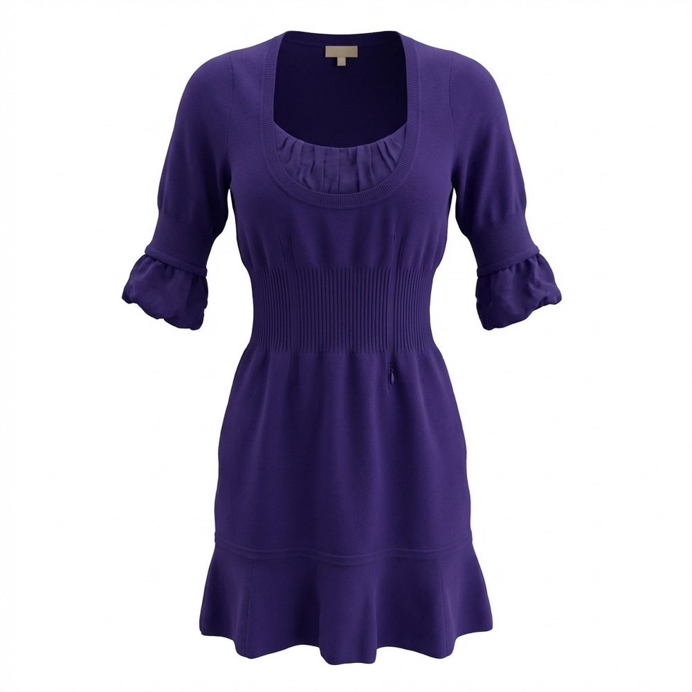 Karen Millen Vibrant Purple Knit Mini Dress Size 2 Designer Cocktail Feminine